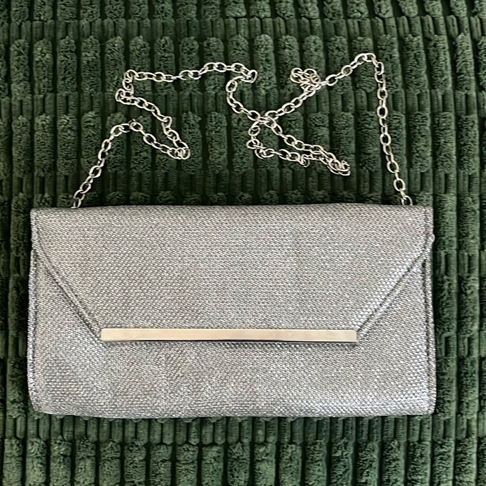 Glint silver glitter clutch / crossbody handbag used once from Nordstrom